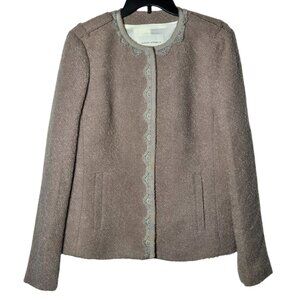 Banana Republic Womens Wool Blend Boucle Lace Trim Blazer Jacket Size 14 Dainty